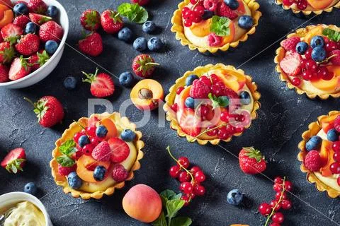 Close-up of fresh summer tartls, top view Stock Photos