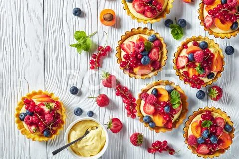 Close-up of fresh summer tartls, top view Stock Photos