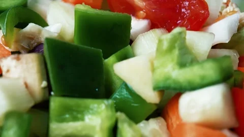 Close-Up of Fresh Vegetable Salad, Close-up of a fresh vegetable salad with.. Stock Footage 305060805