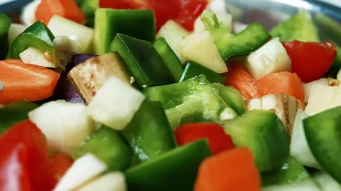 Close-Up of Fresh Vegetable Salad, Close-up of a fresh vegetable salad with.. 動画素材 305060856