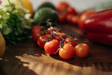 Close-up of fresh vegetables on the kitchen table Stock Photos