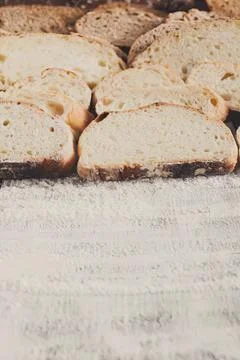 Close-up of freshly baked bread rolls on a baking tray 스톡 사진