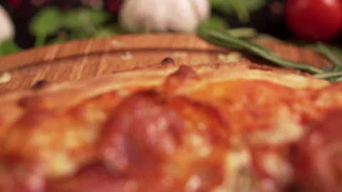 Close-up of a freshly made pizza. Stock Footage 150738081
