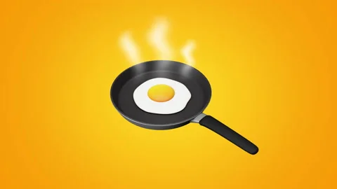 Close up fried eggs on the frying pan Stock Footage 196683632