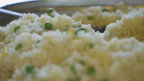 A close up of fried rice at pan Stock Footage 236665234