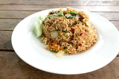 Close-up of Fried rice with pork. Stock Photos