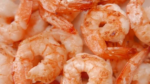 Close up of fried shrimps on a plate. 4K UHD Stock Footage 73235561