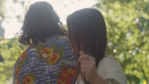 Close-up of friends dancing to the music at a backyard barbeque on a summer day Video stock 116804915