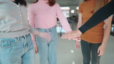 Close-Up Of Friends Stacking Hands at university Video stock 147956856