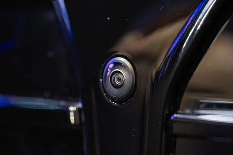 Close up of front camera on car bumper Stock Photos