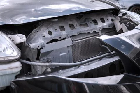 Close up front of car on accident. Stock Photos