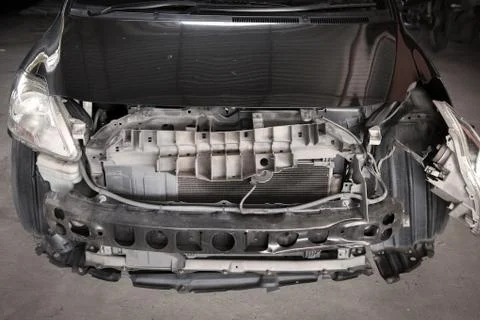 Close up front of car on accident. Stock Photos