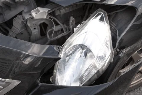 Close up front of car on accident. Stock Photos