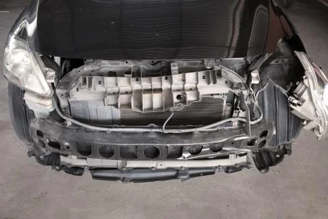 Close up front of car on accident. Stock Photos
