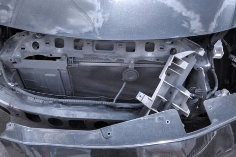 Close up front of car on accident. 写真素材