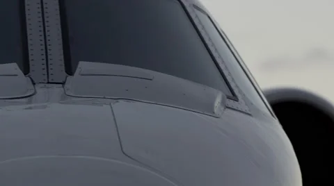 Close up front panning shot of private jet Stock Footage 55691867
