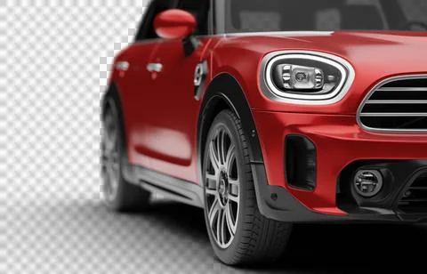 Close-up front right shot with headlight and wheel of Mini Cooper Countryma.. Stock Illustration