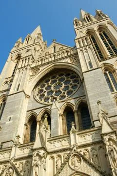 Close up of the front of truro cathedral, cornwall uk. Stock Photos