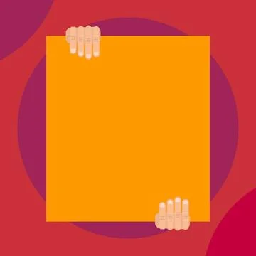 Close up front view big blank rectangle holding two hands up down abstract... Stock Photos