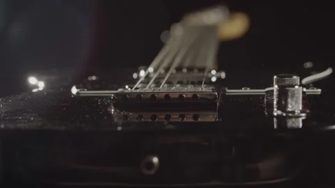 Close up of front view of electric guitar and knobs 動画素材 141073259