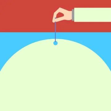 Close up front view male hand arm needle punching big blank balloon empty text Stock Illustration