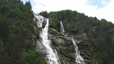 Close up front view of the nardis trentino waterfall Video stock 246624693