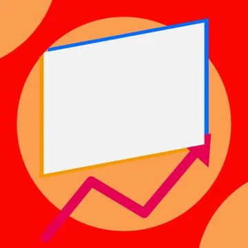 Close up front view one blank rectangle above another arrow zigzag upwards Stock Illustration
