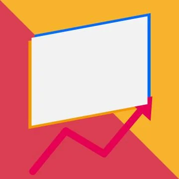 Close up front view one blank rectangle above another arrow zigzag upwards Stock Illustration