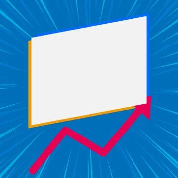 Close up front view one blank rectangle above another arrow zigzag upwards Stock Illustration
