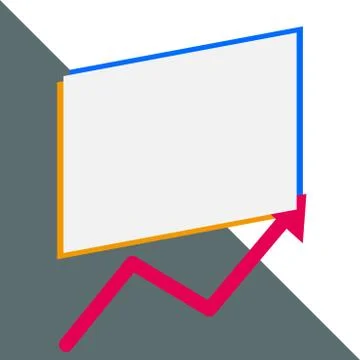 Close up front view one blank rectangle above another arrow zigzag upwards Stock Illustration