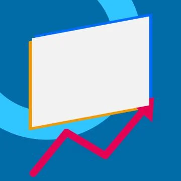 Close up front view one blank rectangle above another arrow zigzag upwards Stock Illustration