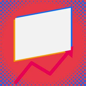 Close up front view one blank rectangle above another arrow zigzag upwards Stock Illustration