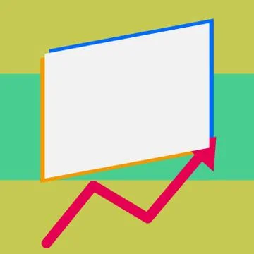 Close up front view one blank rectangle above another arrow zigzag upwards Ilustração Stock