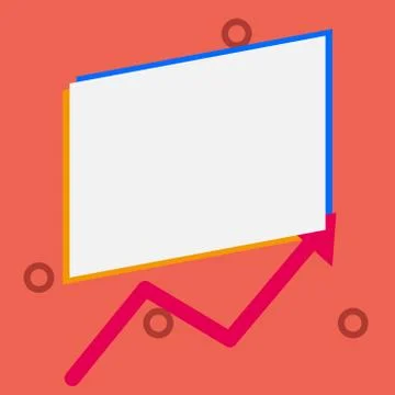 Close up front view one blank rectangle above another arrow zigzag upwards Stock Illustration