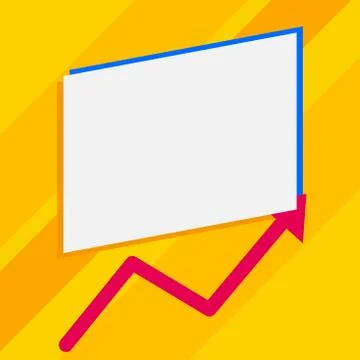 Close up front view one blank rectangle above another arrow zigzag upwards Stock Illustration