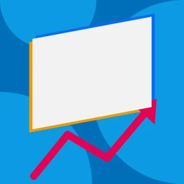 Close up front view one blank rectangle above another arrow zigzag upwards Stock Illustration