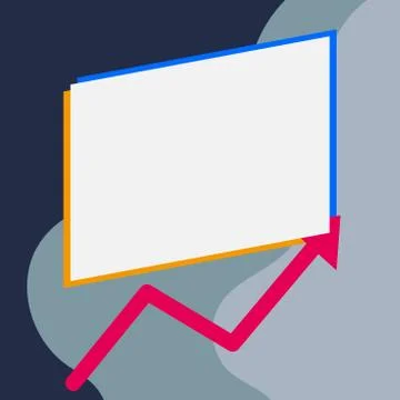 Close up front view one blank rectangle above another arrow zigzag upwards Stock Illustration