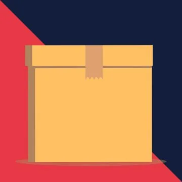 Close up front view open brown cardboard box isolated with lid sealed. Blank Stock Illustration