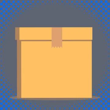 Close up front view open brown cardboard box isolated with lid sealed. Blank Stock Illustration
