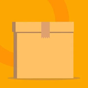 Close up front view open brown cardboard box isolated with lid sealed. Bla... Fotos de archivo