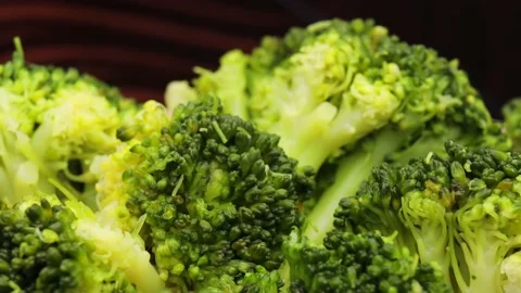 Close up of frozen broccoli , rotation in circle. Stock Footage 237687482