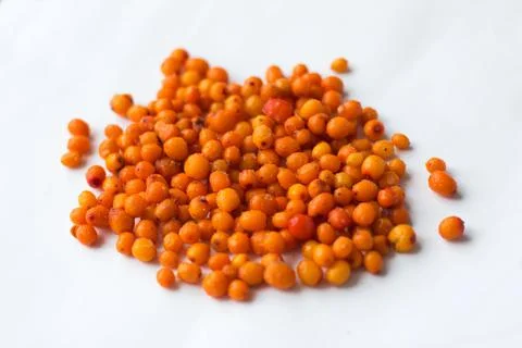 Close up frozen sea buckthorn berries Stock Photos