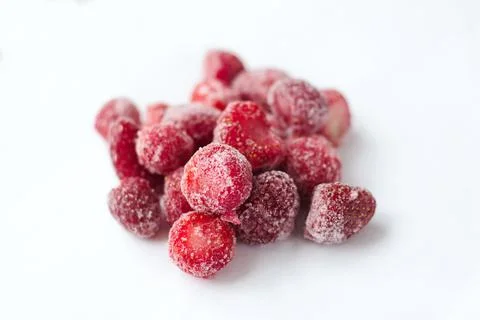 Close up frozen strawberries Stock Photos