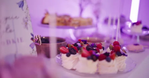 Close-up of Fruit Cookies and Sweets Display Stock Footage 308240923