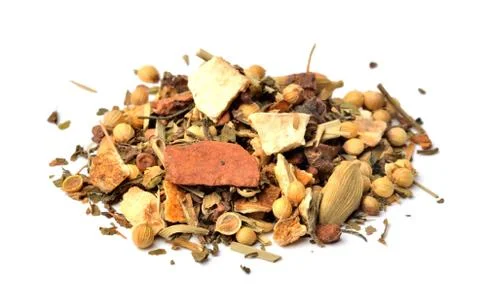 Close-up of fruit dried tea isolated on white background. Stock Photos