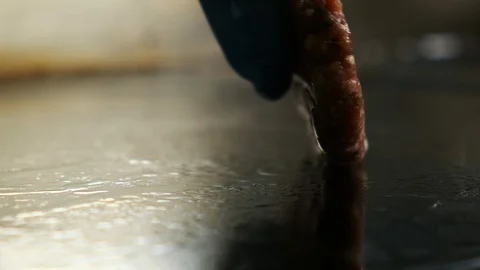 Close-up of frying hamburger cutlets. 스톡 동영상 119639031