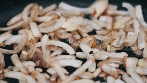 Close Up of Frying Onions Stock Footage 303825479