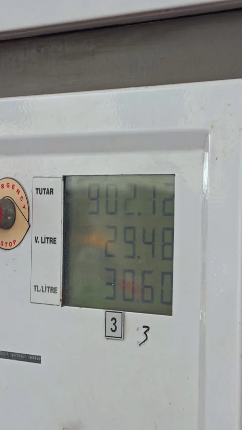 Close-Up of Fuel Pump Display with Emergency Stop Button Stock Footage 343731411