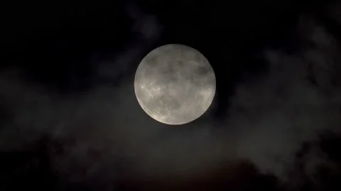Close Up Full Bright Moon with Clouds Video stock 156408981