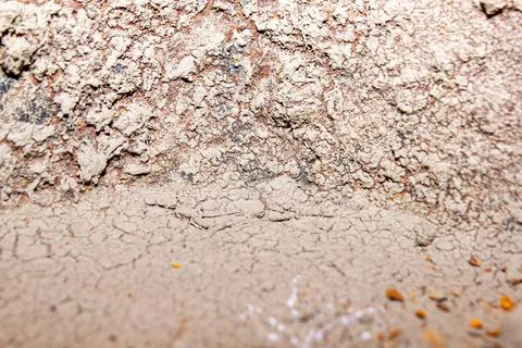 Close-up full frame of dry dirt on a rusty surface pattern. Foto stock